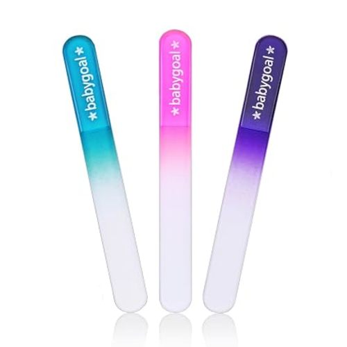 Babygoal Baby Nail Files 3 Pack,Newborn Nail Files with a Pouch,Genuine Czech Float Glass, Gift for Newborns,Toddlers,Infant, Babies &Young Children 3NF02