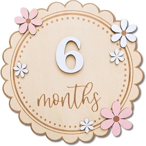Baby Girl Monthly Milestone Signs, 1-12 Monthly Baby Milestone Girl, Newborn Photography Props Double-Sided, Nursery Decor for Girls (M08)