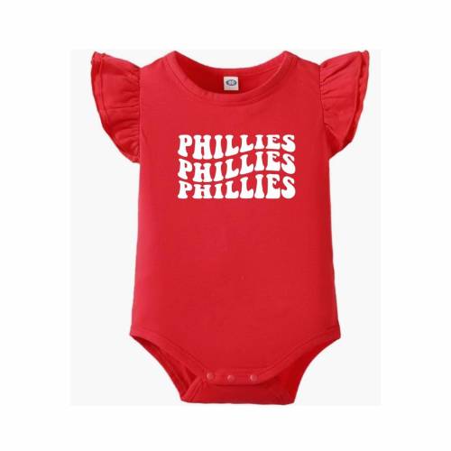 Phillies Ruffle body suit - Phillies Baby Gear- Phillies Romper - Phillies Gear - Red bodysui