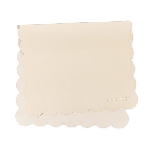 Vegan Leather Portable Travel Baby Changing Mat - Multipurpose Portable Wipeable Diaper Pad - Foldable for Travel (16 x 30 in) (Cream Scallop)