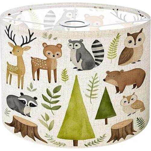 LampShade 1Pack Watercolor forest animal clipart Cute woodland characters Bear raccoon Lamp shades for Table Lamps, Floor Lamps, Diy Pendant Light HD Printing Replacement LampShades House Decor