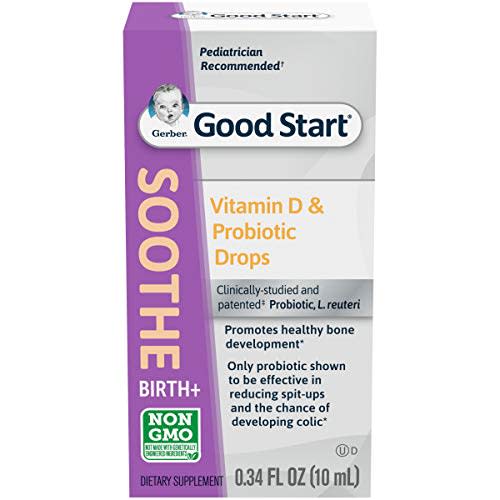 Gerber Soothe Baby Probiotic Drops with 100% Daily Vitamin D for Newborns, Infants, Babies & Toddlers, Colic, Spit-Up & Digestive Health, Clinically Proven, 0.34 Fl Oz