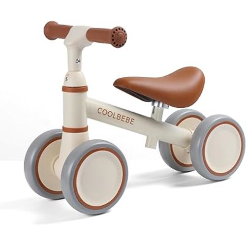 COOLBEBE Baby Balance Bike for 1 Year Old Boys Girls Gift, 2 Year Old Toddler Balance Bike with 4 Silent Wheels, One Year Old Birthday Gift Children for 12M-36M Pre-School