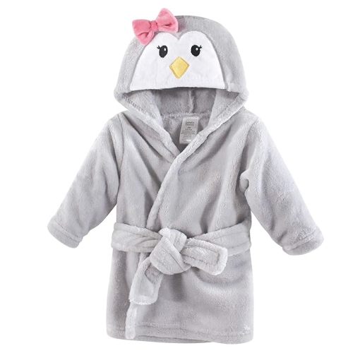 Luvable Friends Unisex Baby Plush Bathrobe, Girl Penguin, 0-9M - 0-9 Months