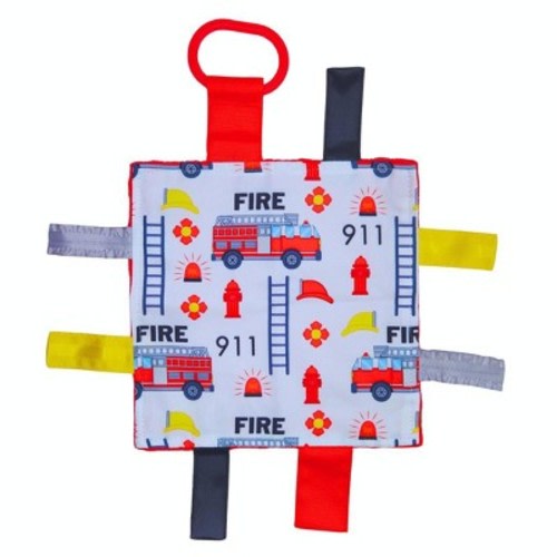 Firefighter Rescue Firetrucks Learning Lovey Crinkle Tag Sensory Toy 8"x8"