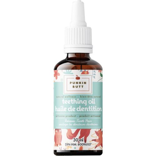 Punkin Butt Teething Oil for Babies, Herbal Plant-Based Formula Infused with Chamomile, Clove & Peppermint & Enhanced with Natural Homeopathics - Chamomilla, Phytolacca & Rheum, 1oz Bottle