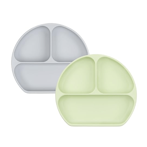 Bumkins Toddler and Baby Suction Plate - Gray and Sage