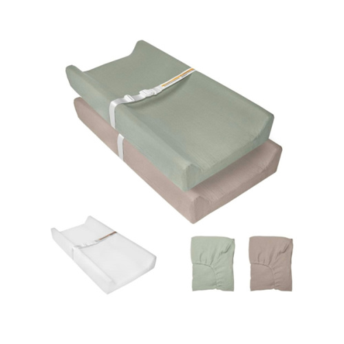 Muslin Baby Changing Pad, 2 Pack Muslin Soft Cotton Covers & Waterproof Lining Foam Diaper Changing Table Pad 32" x 16.6" Mat for Dressers & Table