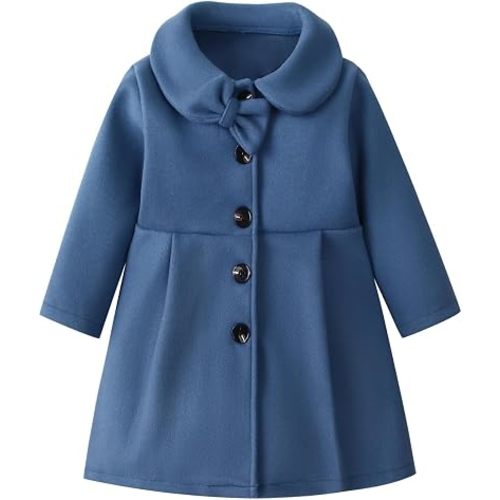 Toddler Baby Girl Coat Long Sleeve Solid Color Buttons Clothes Jacket Little Girls Dress Coat Fall Winter Outfit