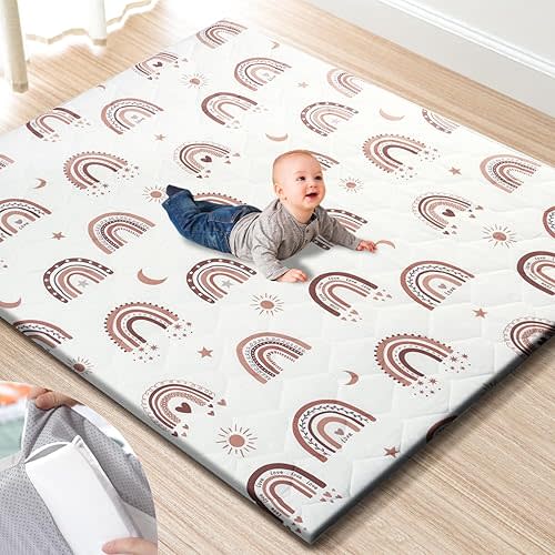 Premium Foam Baby Play Mat 50" x 50" – Removable & Machine Washable Cover, Extra Thick Padding Playpen Mat, Non-Slip Crawling Mat, Easy to Clean for Infants, Toddlers & Babies