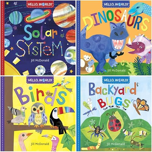 Hello, World! 4-Book Collection Set - Nature & Science Books for Toddlers and Preschoolers - Solar System, Dinosaurs, Birds, Backyard Bugs Board book – April 16, 2025