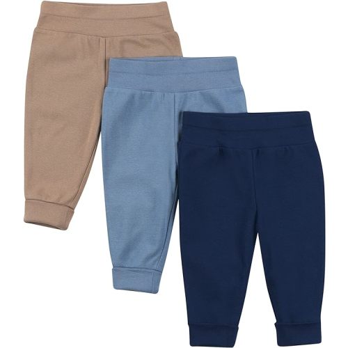 Hanes Pants, Flexy Soft Knit Pull-on Sweatpants, Stretch Joggers for Babies & Toddlers, 3-Pack