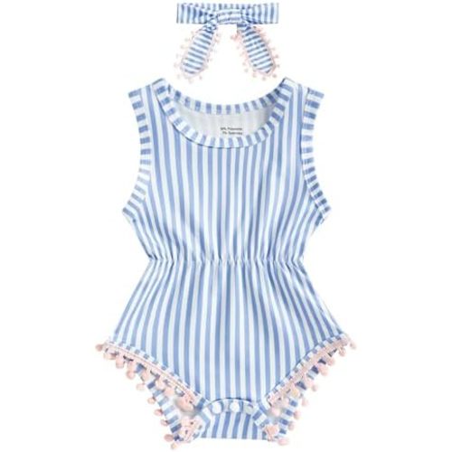 UNICOMIDEA Baby Girls Outfit Newborn Romper Jumpsuits Sleeveless One-Piece Clothes 0-24 Months Bodysuit with Headband