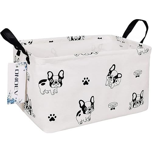 Rectangular Fabric storage box, decorative basket and finishing basket with handle are used for the storage of clothes, books and sundries (Bulldog) 14.9’’L ×10.2’’W×9.05’’H inches