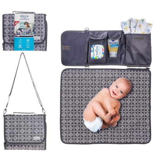 Graco Deluxe Travel Changing Pad, Compact and Foldable Diaper Changing Pad for Newborns and Infants, Gray
