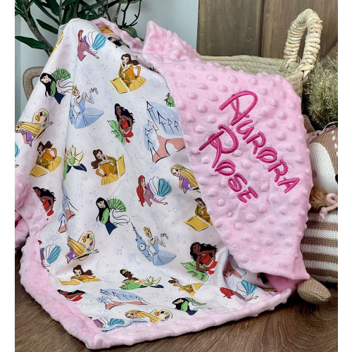 Personalized Princess Disney Blanket, Once Upon a Time-Princess, Fairytale Minky, Shower Gift Idea, Perfect Newborn Gift, Girl Birthday Gift