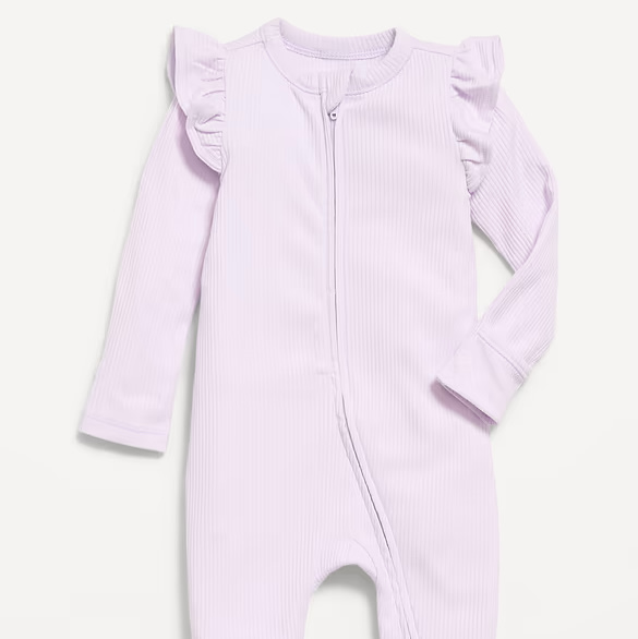 Ribbed 2-Way-Zip Sleep & Play Footed One-Piece for Baby | Lilac Ice