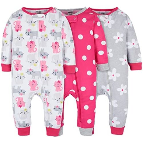 Onesies Brand Baby Girls' 3-Pack Snug Fit One-Piece Cotton Pajamas