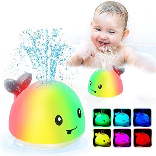 Light Up Bath Toys for Kids Ages 1-3, Rechargeable Whale Bath Toy Sprinkler for Babies 6-12 12-18 Months, Easter Basket Stuffers Boys Girls Gifts for Toddlers Infants 1 2 3 Years Old