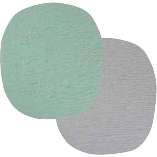 Muslin Bassinet Sheets 24" x21" Compatible with Graco Pack ‘n-Play Dome LX Bassinet, Small Round Bassinet Sheets 2 Pack 100% Cotton Grey and Green