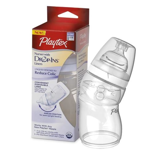 Playtex Baby Nurser Baby Bottles with Disposable Drop-Ins Bottle Liners, 4 Ounce