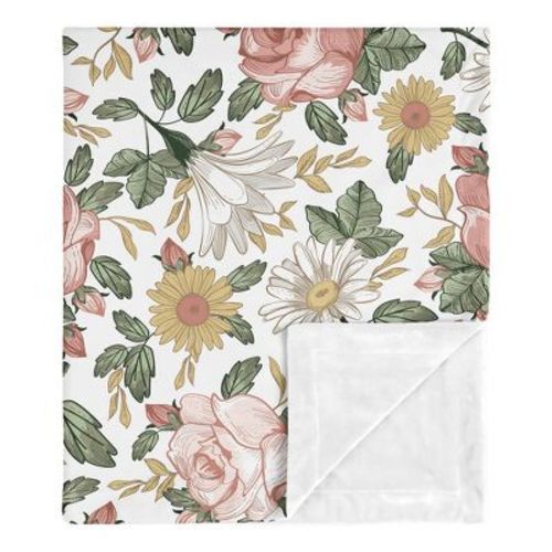 Sweet Jojo Designs Girl Baby Swaddle Blanket Vintage Floral Pink Green And Yellow