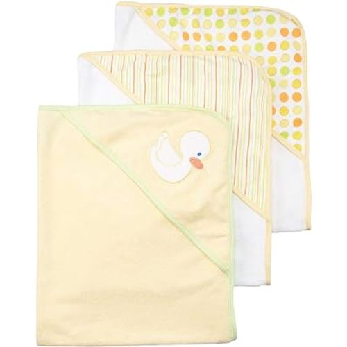 Spasilk Hooded Towel Set for Newborn Boys and Girls, Soft Terry Towel Set, Pack of 3, Yellow Duck
