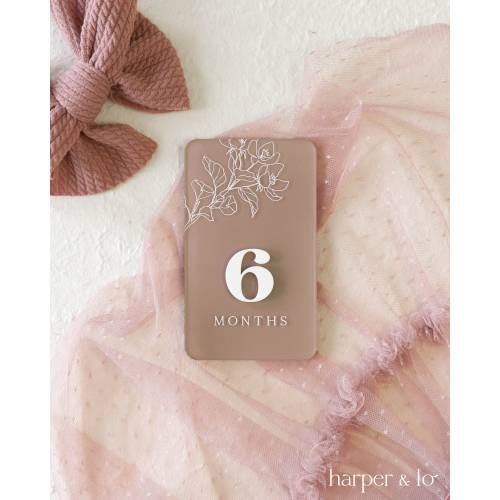 Acrylic Boho Flower Milestone Cards | Monthly Milestone Plaque Markers | Boho Interchangeable Milestone Card | Baby Shower Gift, Photo Prop