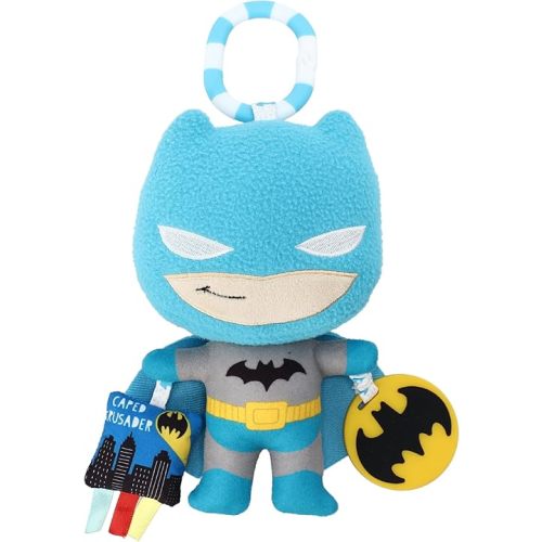 KIDS PREFERRED DC Comics The Batman Multi Sensory Activity Toy with Teethers, Crinkle Textures, and Clip for On The Go Fun for Infant and Baby Boys and Girls, Medium