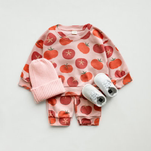 Baby Toddler Tomato Pink Waffle 2-piece Set
