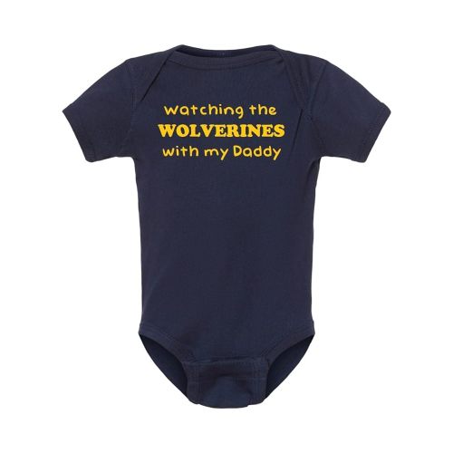 Watching the Wolverines with my Daddy Baby Boy Bodysuit Outfit Romper Gift