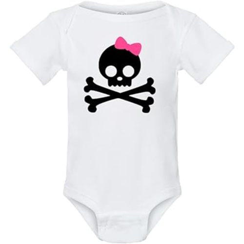 Pink Bow Skull & Cross Bones One Piece Punk Rock infant Baby Bodysuit