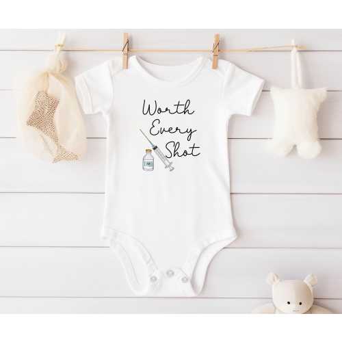 Worth Every Shot Onesie®, IVF Onesie® , Miracle Baby Onesie®, Rainbow Baby Onesie®, Infertility, Baby Shower Gift
