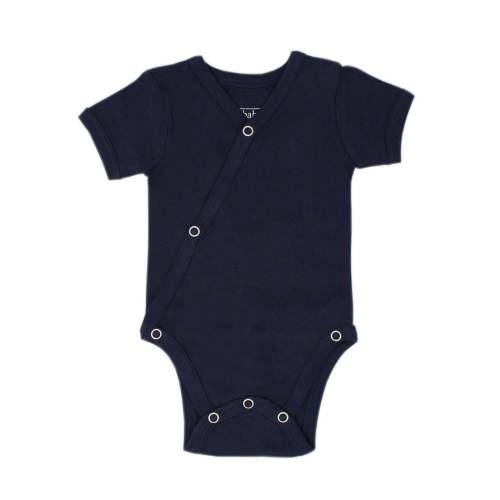 Organic Short-Sleeve Kimono Bodysuit in Navy – L'ovedbaby