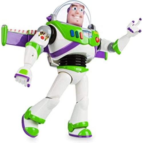 Disney Store Official Buzz Lightyear Interactive Talking Action Figure from Toy Story, 11 inch, Features 10+ English Phrases, Interacts with Other Figures and Toys, Light-Beam Features, Ages 3+
