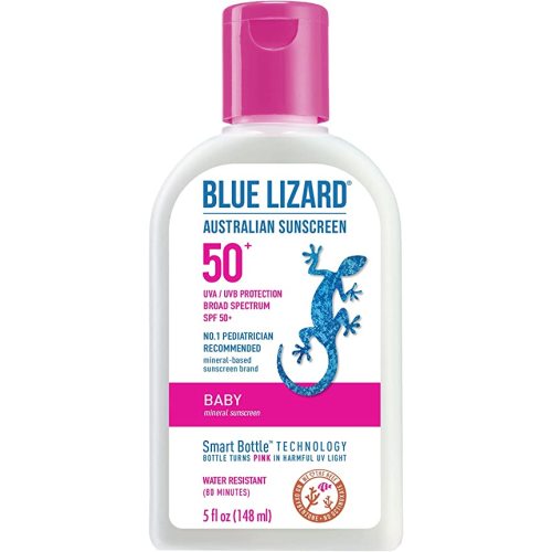 Blue Lizard Baby Mineral Sunscreen with Zinc Oxide, Water Resistant, UVA/UVB Protection with Smart Technology - Fragrance Free, Unscented, SPF 50 - 5 Fl Oz - Bottle