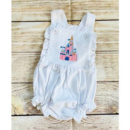Princess Castle Baby Girl Bubble Romper, Embroidered