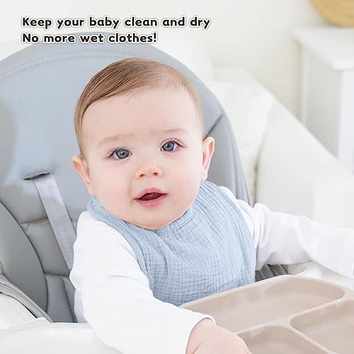Susurration Muslin Baby Drool Bibs 10Pack Soft Square Adjustable Bandana Bibs for Unisex Newborn Baby Girls&Boys