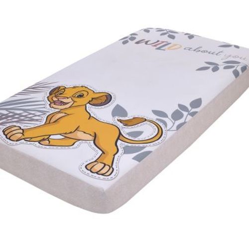 NoJo Disney Lion King Simba Tan, Sage, Gold and White "Wild About You" Nursery Photo Op Fitted Crib Sheet