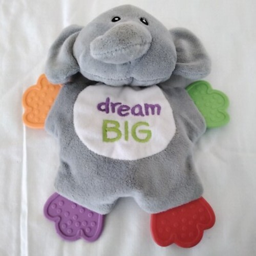 Cribmates Baby Teether Plush Elephant 8" Toy Crinkle "Dream BIG" 2020