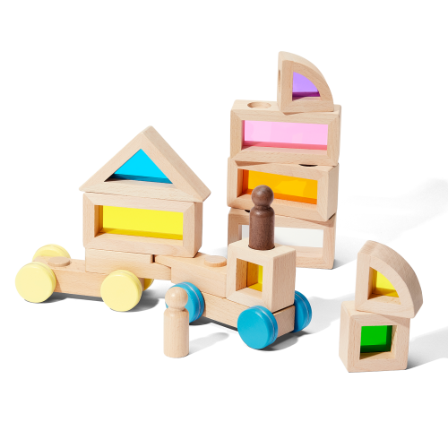 Rainbow Blocks and Cars Building Set