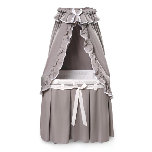 Badger Basket Majesty Baby Bassinet with Canopy - Gray and White Bedding