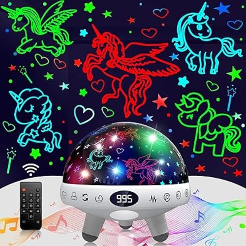 YACHANCE Unicorn Gifts Toys for 1-12 Year Old Girls.Unicorn Night Light Projector for Girls.Kids White Noise Machine with Baby Night Light.Unicorn Bedroom Decor for Girls.Sound Machine with 29 Sounds
