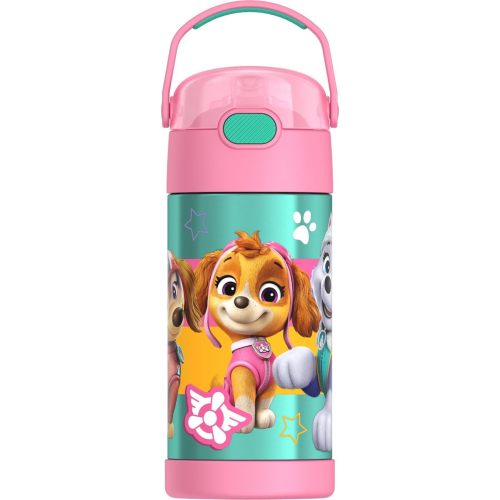 THERMOS FUNTAINER Water Bottle with Straw - 12 Ounce - Kids Stainless Steel Vacuum Insulated Water Bottle with Lid, Paw Patrol Girl