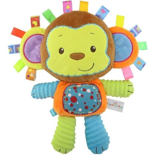Baby Tags Plush Toy Lovey Soft Monkey Stuffed Aninaml Pacify Doll Soothing Sensory Taggy Toy Great Gift for Newborn/Infant/Toddler