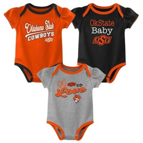 Ncaa Oklahoma State Cowboys Infant Girls' 3pk Bodysuit - 0-3m