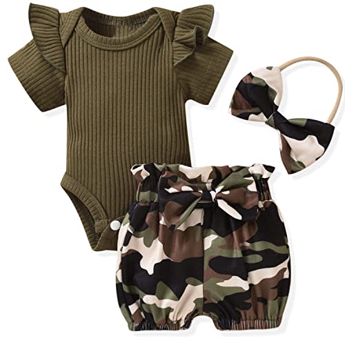 Aalizzwell Baby Girls Ribbed Bodysuit Bloomer Shorts Outfits Summer Clothes