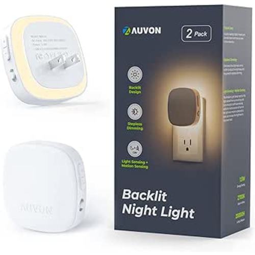 Plug-in LED Backlit Night Light Dimmable Warm White (2 Pack)