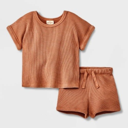 Baby Solid Top & Bottom Set - Cat & Jack™, Color: Brown, Size: 0-3M