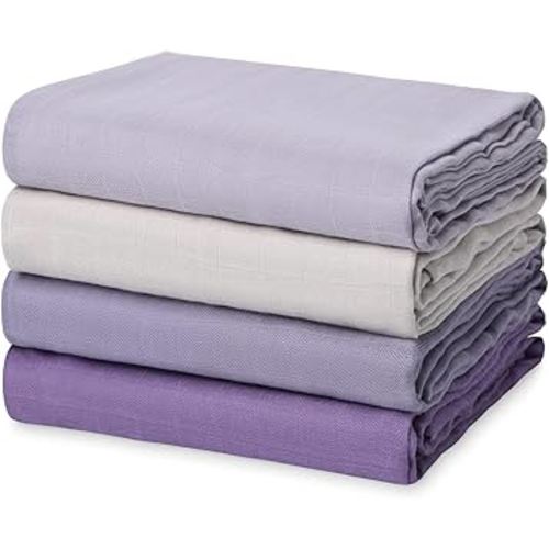 Momcozy Muslin Swaddle Blankets, Soft Silky Baby Swaddle Blankets for Baby Boys & Girls, Breathable and Skin-Friendly Baby Swaddle Blanket, 4-Pack Large 47 x 47 Inches Unisex Baby Blankets